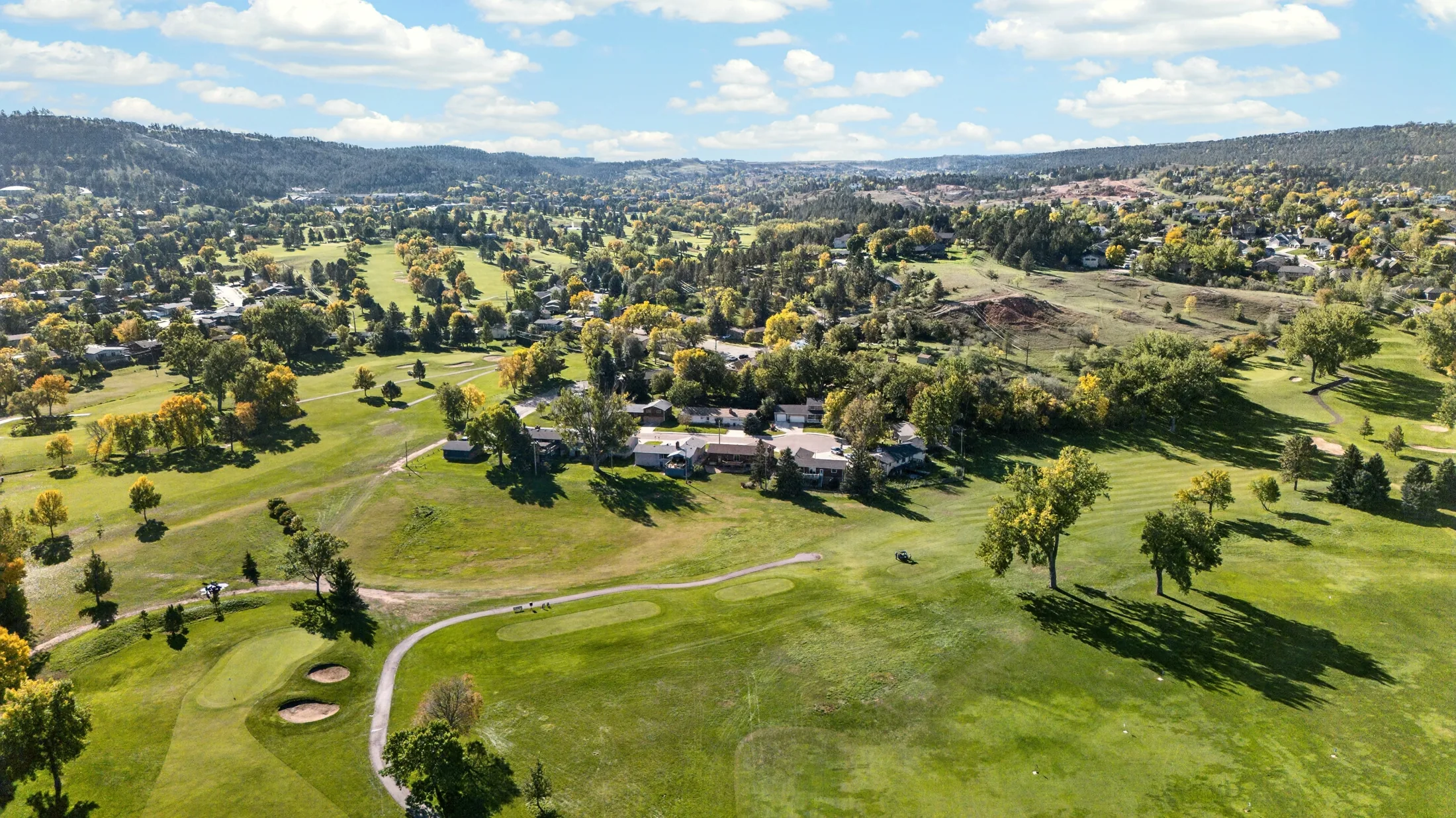 Aerial view of Meadowbrook Golf Course in Rapid City, South Dakota, photographed by Henry Roy.