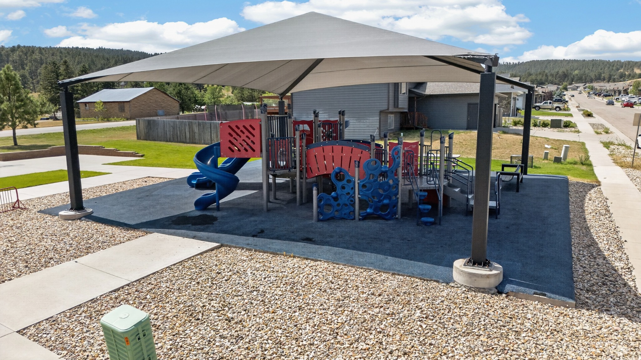 Covered playground at Dolan Creek Park on Meadows Drive in Sturgis, South Dakota.