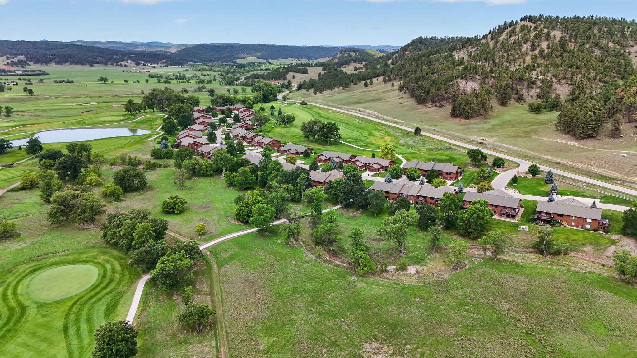 Aerial view of Hart Ranch homes along the golf course south of Rapid City